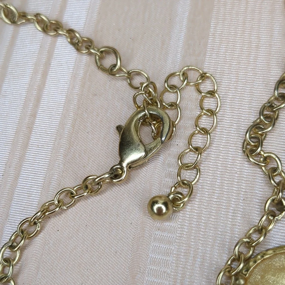3/$15 Y2K Statement Necklace Gold Faceted W/ Crystals Neutral Beige Grey Taupe